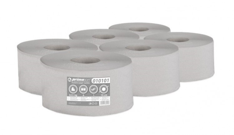 TP Jumbo 1vr. šedý 190mm - Papírová hygiena Toaletní papír do zásobníků 1 vrstvý